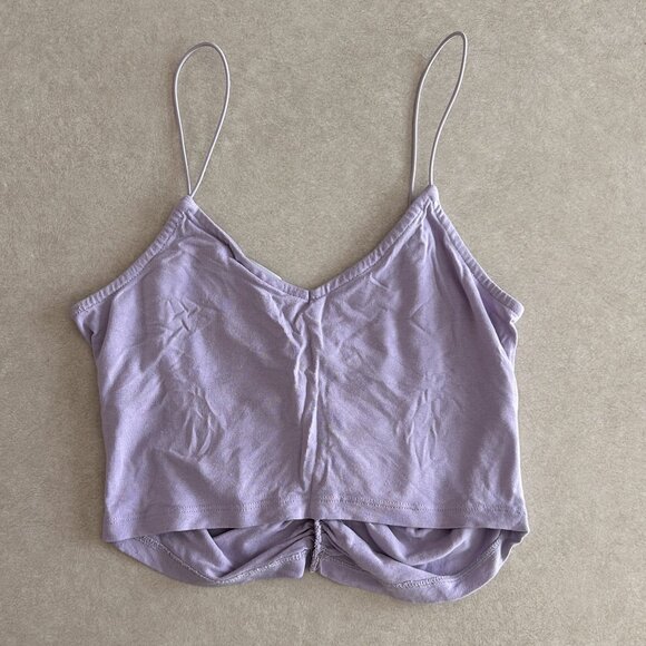 ASOS Design Petite Lilac Crop Cami with Ruched Front and Spaghetti Straps - Picture 3 of 7